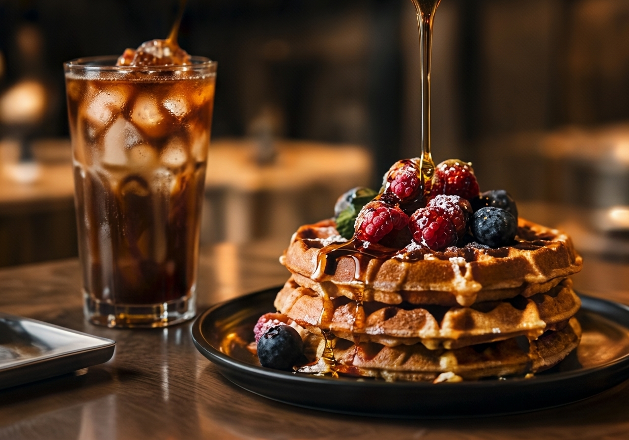 Iced drinks and signature waffle treat